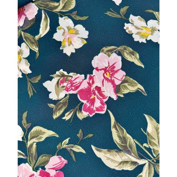 Volcom NEW Haute Tropic Dress Size L Emerald Green Floral Babydoll Strappy Back - Picture 10 of 11